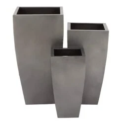 Gray Metal Modern Planter Set -Flowers Michael Store D365647S 1 1