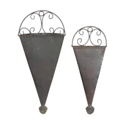Black Metal Cone Rustic Planter Set -Flowers Michael Store D365671S 5