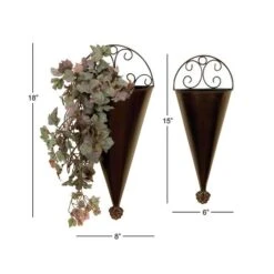 Black Metal Cone Rustic Planter Set -Flowers Michael Store D365671S 7