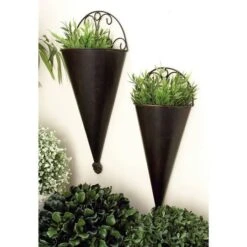 Black Metal Cone Rustic Planter Set -Flowers Michael Store D365671S 8