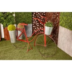 56" Red Tin Vintage Plant Stand 13 56" Red Tin Vintage Plant Stand -Flowers Michael Store D365673S 5