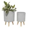Light Gray Cylinder Polystone Contemporary Planter Set -Flowers Michael Store D365686S 1
