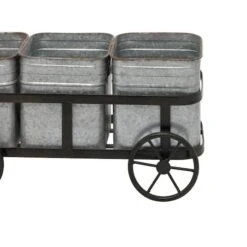 Silver Metal Farmhouse Wagon Planter -Flowers Michael Store D365692S 5