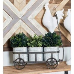 Silver Metal Farmhouse Wagon Planter -Flowers Michael Store D365692S 8