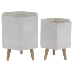 CosmoLiving By Cosmopolitan White Polystone Contemporary Planter Set