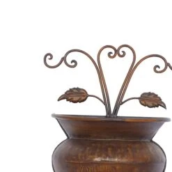 18" Dark Brown Iron Traditional Planter -Flowers Michael Store D365715S 3