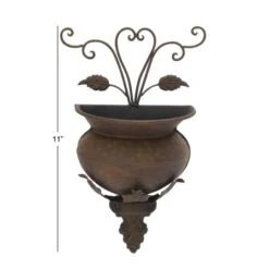 18" Dark Brown Iron Traditional Planter -Flowers Michael Store D365715S 6