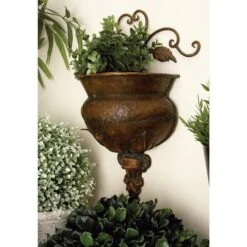 18" Dark Brown Iron Traditional Planter -Flowers Michael Store D365715S 7