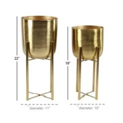CosmoLiving By Cosmopolitan Gold Metal Glam Planter Set -Flowers Michael Store D365717S 6