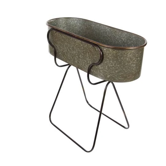 38" Gray Metal Farmhouse Planter 5 38" Gray Metal Farmhouse Planter - Image 3