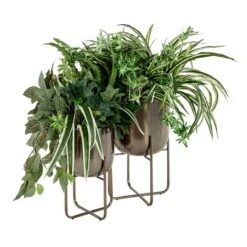 Metal Contemporary Stand Planter Set Black -Flowers Michael Store D365729S 2