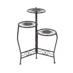 24" Brown Metal Tiered Traditional Plant Stand 13 24" Brown Metal Tiered Traditional Plant Stand -Flowers Michael Store D365738S 2