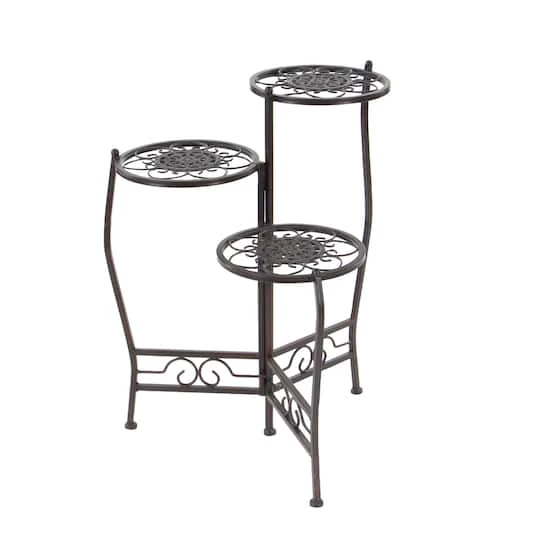 24" Brown Metal Tiered Traditional Plant Stand 7 24" Brown Metal Tiered Traditional Plant Stand - Image 5