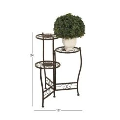 24" Brown Metal Tiered Traditional Plant Stand 18 24" Brown Metal Tiered Traditional Plant Stand -Flowers Michael Store D365738S 7
