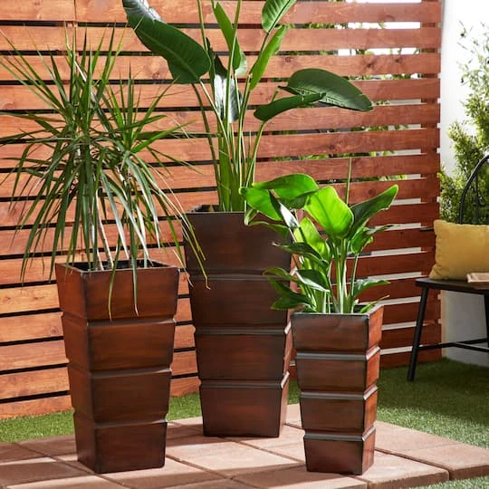 Brown Metal Rustic Planter Set 11 Brown Metal Rustic Planter Set - Image 9