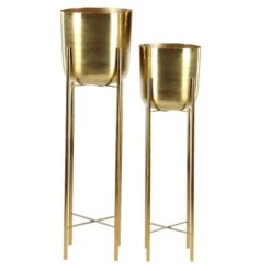 CosmoLiving By Cosmopolitan Gold Metal Glam Planter Set, 39" & 46"