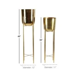 CosmoLiving By Cosmopolitan Gold Metal Glam Planter Set, 39" & 46" -Flowers Michael Store D365771S 6