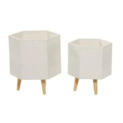 Contemporary Polystone Planter Set White 14 Contemporary Polystone Planter Set White -Flowers Michael Store D365778S 5