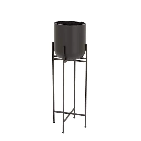 3.8ft. Black Metal Modern Planter 4 3.8ft. Black Metal Modern Planter - Image 2