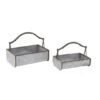 Gray Metal Farmhouse Handle Planter Set -Flowers Michael Store D369896S 1