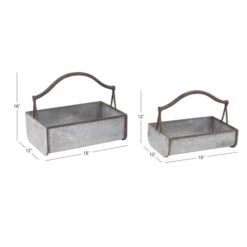 Gray Metal Farmhouse Handle Planter Set 14 Gray Metal Farmhouse Handle Planter Set -Flowers Michael Store D369896S 8