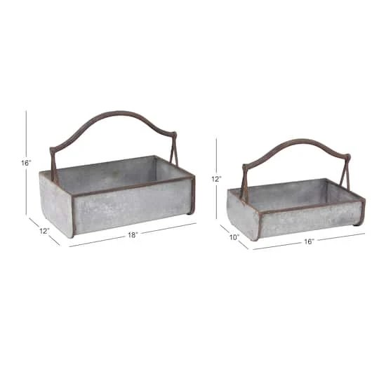 Gray Metal Farmhouse Handle Planter Set 8 Gray Metal Farmhouse Handle Planter Set - Image 6