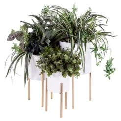 White Metal Contemporary Planter Set 15 White Metal Contemporary Planter Set -Flowers Michael Store D369905S 2