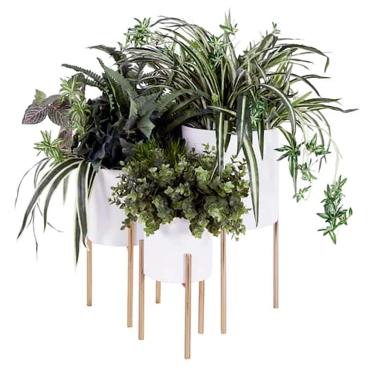 White Metal Contemporary Planter Set 6 White Metal Contemporary Planter Set - Image 4