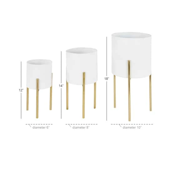 White Metal Contemporary Planter Set 8 White Metal Contemporary Planter Set - Image 6