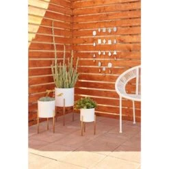 White Metal Contemporary Planter Set 18 White Metal Contemporary Planter Set -Flowers Michael Store D369905S 7
