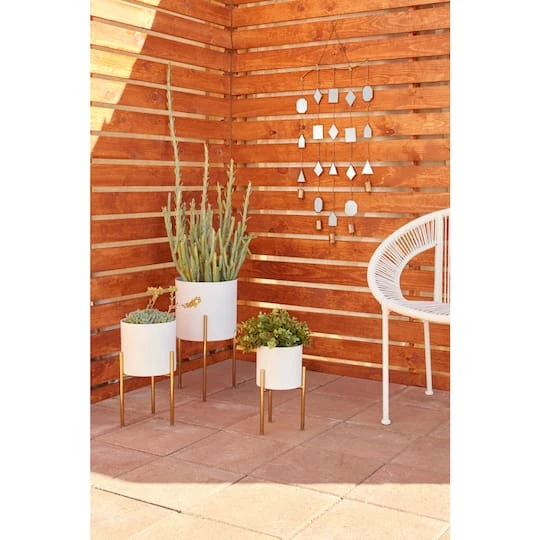 White Metal Contemporary Planter Set 9 White Metal Contemporary Planter Set - Image 7