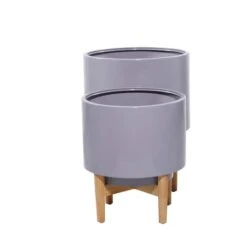 Gray Iron Contemporary Planter Set -Flowers Michael Store D369918S 3