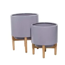 Gray Iron Contemporary Planter Set -Flowers Michael Store D369918S 6