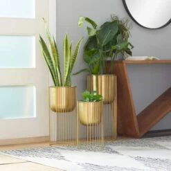 Gold Metal Contemporary Glam Planter Set -Flowers Michael Store D369919S 10