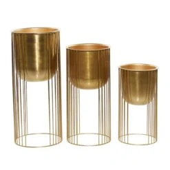 Gold Metal Contemporary Glam Planter Set -Flowers Michael Store D369919S 7