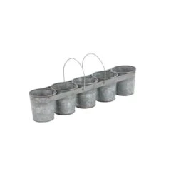 Gray Metal Farmhouse 5-Pot Planter -Flowers Michael Store D369922S 4