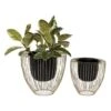 Black & Gold Metal Contemporary Planter Set -Flowers Michael Store D369937S 1