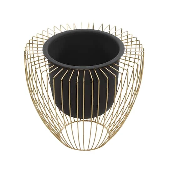 Black & Gold Metal Contemporary Planter Set 5 Black & Gold Metal Contemporary Planter Set - Image 3