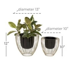 Black & Gold Metal Contemporary Planter Set 15 Black & Gold Metal Contemporary Planter Set -Flowers Michael Store D369937S 6