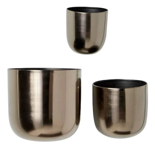 Black Metal Contemporary Hanging Planter Set 4 Black Metal Contemporary Hanging Planter Set - Image 2