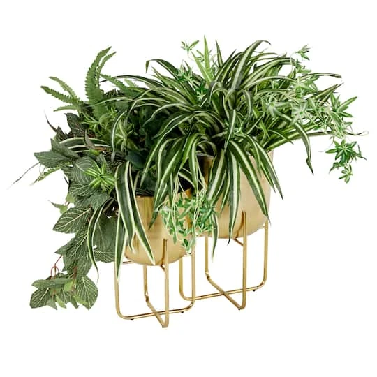 Metal Contemporary Stand Planter Set Gold 5 Metal Contemporary Stand Planter Set Gold - Image 3