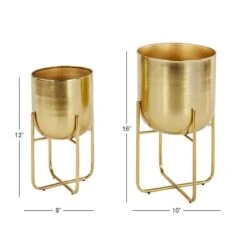 Metal Contemporary Stand Planter Set Gold 14 Metal Contemporary Stand Planter Set Gold -Flowers Michael Store D369942S 6