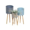 Multicolored Metal & Wood Farmhouse Planter Set