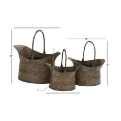 Silver Metal Rustic Planter Set -Flowers Michael Store D369966S 10