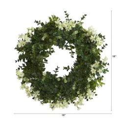 18" Eucalyptus & Dancing Daisy Double Ring Artificial Wreath With Twig Base -Flowers Michael Store D386474S 2