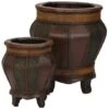 Decorative Wood Panel Planters (Set Of 2) 2 Decorative Wood Panel Planters (Set Of 2) -Flowers Michael Store D386827S 1