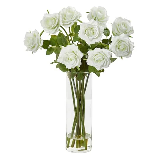 Rose Arrangement In Cylinder Vase Cream 4 Rose Arrangement In Cylinder Vase Cream - Image 2