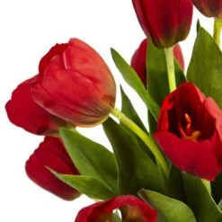 Tulips Silk Arrangement In Black Glossy Cylinder Vase -Flowers Michael Store D387087S 2