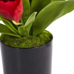 Tulips Silk Arrangement In Black Glossy Cylinder Vase -Flowers Michael Store D387087S 4