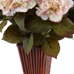 Hydrangea Silk Arrangement In Bamboo Planter -Flowers Michael Store D387174S 2